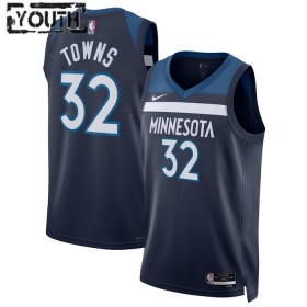 Minnesota Timberwolves Karl Anthony Towns 32 Nike 2022-23 Icon Edition Navy Lasten Pelipaidat Swingman